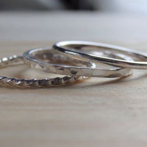 Sterling Silver Stacking Rings - Three Ring Band Set, Stackable Ring, Minimalist and Simple Jewellery
