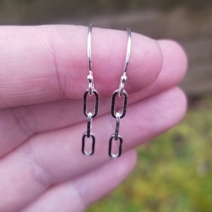 Sterling Silver Paperclip Chain Oval Link Earrings