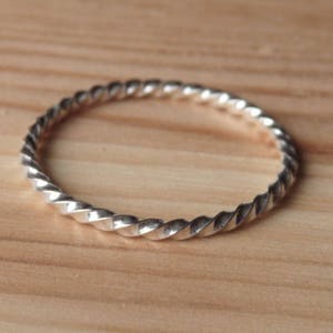 Sterling Silver Twisted Rope Stacking Ring, Twist Ring, Stackable Ring,