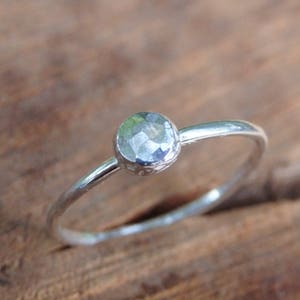 Hammered Sterling Silver Stacking Ring with Faceted Nugget