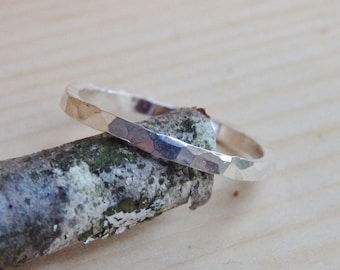 Hammered Sterling Silver Midi Ring, Stackable Pinky Ring