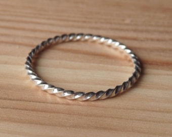 Sterling Silver Twisted Rope Stacking Ring, Twist Ring, Stackable Ring,