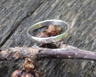 Hammered Sterling Silver 2.5 mm Wide Ring With Hammer Texture