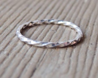 Twisted Sterling Silver Stackable Midi Ring