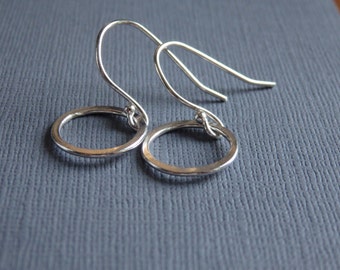 Sterling Silver Circle Hoop Dangle Drop Earring