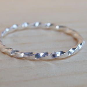 Twisted Sterling Silver Midi Ring, Stackable Pinky Rings, Handmade Simple Jewellery