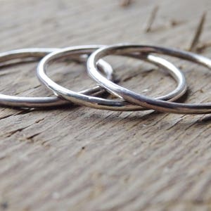 Set of Three Simple Round Sterling Silver Stacking Rings B
