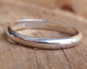 Duplicated Sterling Silver Ring Band 2.5 mm Wide Band, Half Round Minimalist Style Ring, Handcrafted Simple Ring Jewellery