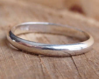 Sterling Silver Ring Band 2.5 mm Wide Band, Half Round Minimalist Style Ring, Handcrafted Simple Ring Jewellery