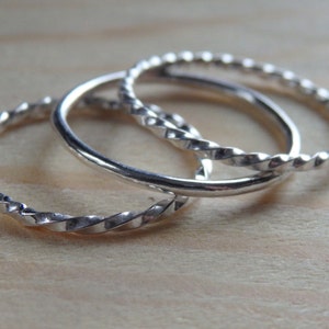 Set of Three Sterling Silver Stacking Rings, Made to Order