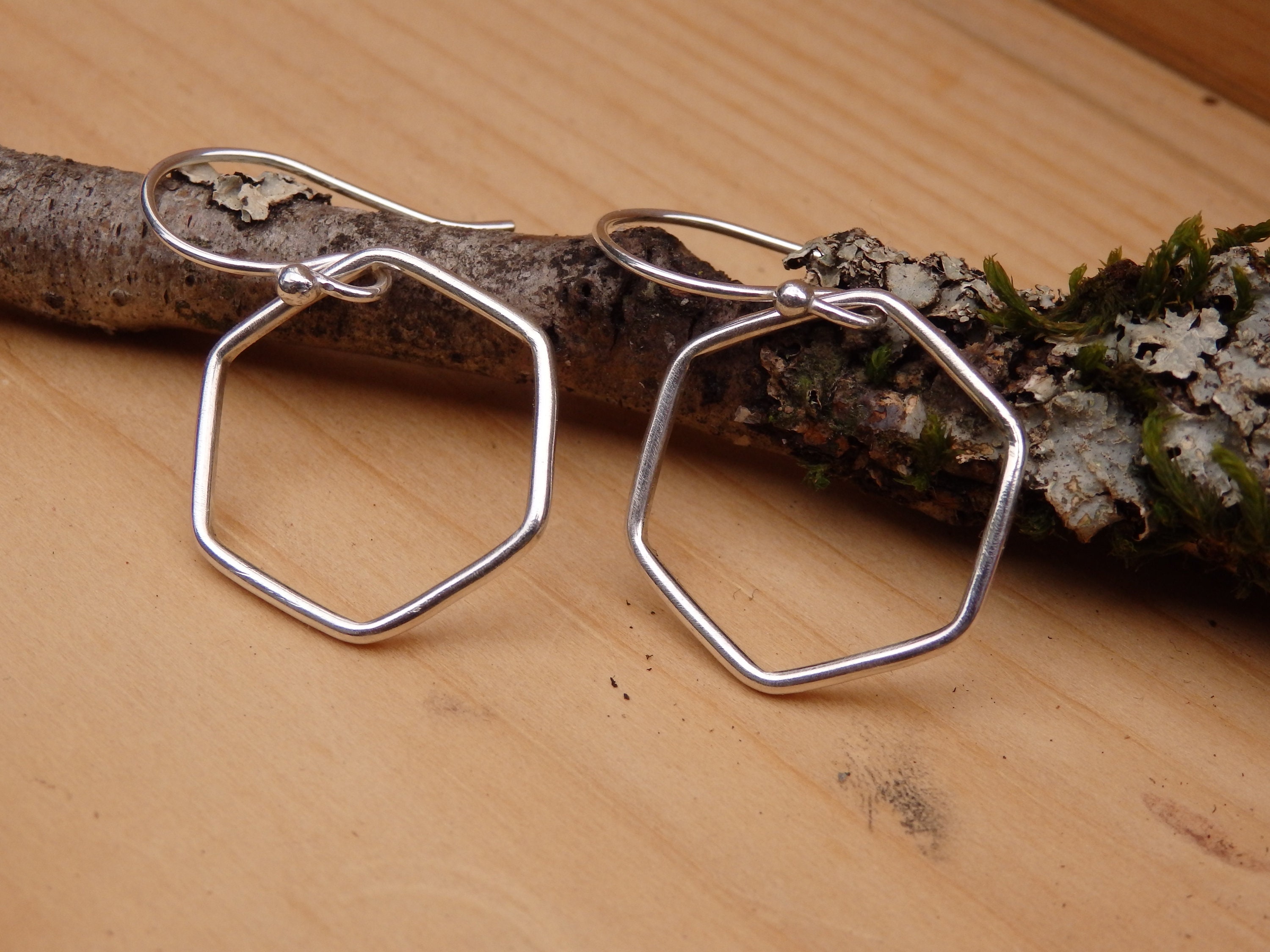 Sterling Silver Hexagon Hoop Earrings Geometric Jewellery - Etsy Canada
