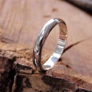 Sterling Silver 3.25 mm Half Round Ring, Minimalist Unisex Ring