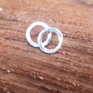 Petite Sterling Silver Hammered Open Circle, Small Stud Earrings