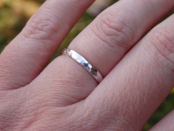 Hammered Sterling Silver Stackable Band Ring 2.5mm Wide Hammered Sterling Silver Stackable Band Ring 2.5mm Wide