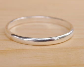 2 mm Wide Sterling Silver Half Round Ring Band, Stacking Band, Minimalist Ring, Made to Order