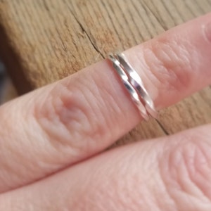 Thin 1 mm Twisted Sterling Silver Midi Ring, Stackable Pinky Rings, Handmade Simple Jewellery image 7
