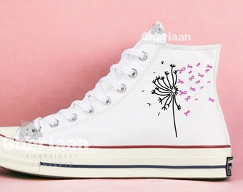 Personalize Dandelion Flowers Embroidered Sneaker Chuck Taylor High Top Personalized Embroidered Canvas Shoes Mother's Day Gifts For Her