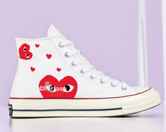 Personalize Handmade Painted Sweet Heart Canvas Shoes High Top Chuck Taylor Custom Painted Abstract Sneaker Mother's Day Gifts For Her