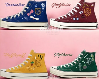 Personalize Embroidered Magic School Film Sneaker Chuck Taylor High Top 1970s Custom Handmade Embroidered Harry.Potter Mother Gifts For Her