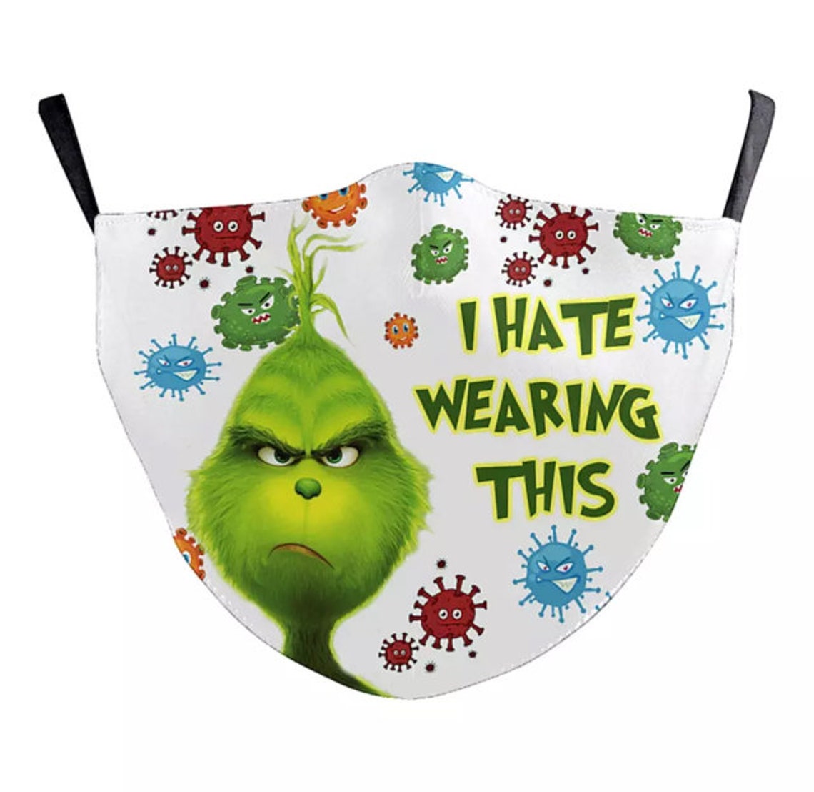 The Grinch Face Mask with Filter Funny Facial Covering Etsy