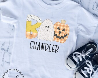 Boys Halloween Shirt, Personalized Halloween Kids Shirt, Halloween Shirt, Bat Shirt, FAUX Applique Shirt, Personalized Toddler Shirt