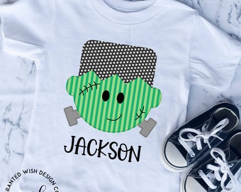 Boys Halloween Shirt, Personalized Halloween Kids Shirt, Halloween Shirt, Bat Shirt, FAUX Applique Shirt, Personalized Toddler Shirt