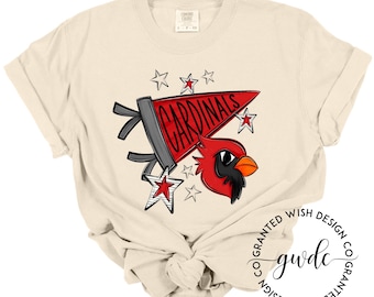 Cardinals T-Shirt, Cardinals Pennant T-Shirt, Women's Cardinals Tee, College Team Graphic Tee, School Spirit Tee, Unisex Game Day Shirt
