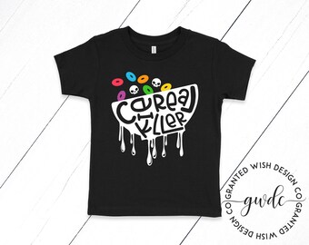 Camiseta divertida de Halloween "Asesino de Cereales" para niños pequeños.