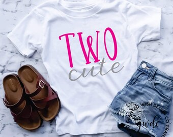 Girls 2nd Birthday Shirt, Two Cute Graphic Tee