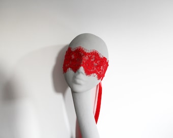 Red lace blindfold, red lace mask, lace mask, red blindfold, valentines day gift