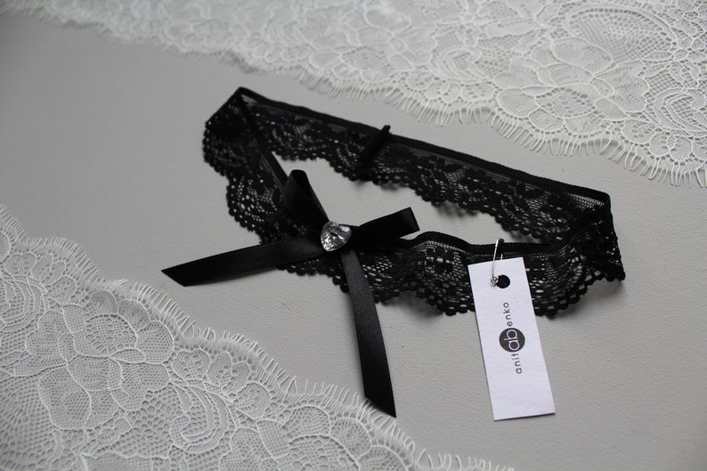 Black garter, Black lace womens garter, Bridal garter, wedding garter, sexy garter, gift for her, Black soft lace garter, GARTER image 2