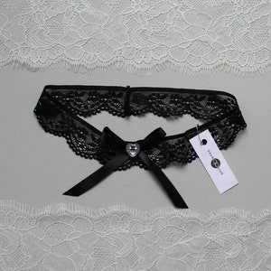 Black garter, Black lace womens garter, Bridal garter, wedding garter, sexy garter, gift for her, Black soft lace garter, GARTER image 1