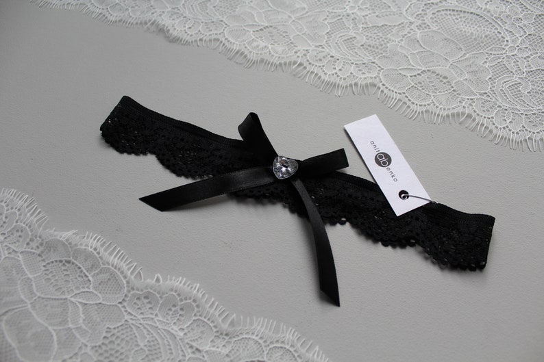 Black garter, Black lace womens garter, Bridal garter, wedding garter, sexy garter, gift for her, Black soft lace garter, GARTER image 4