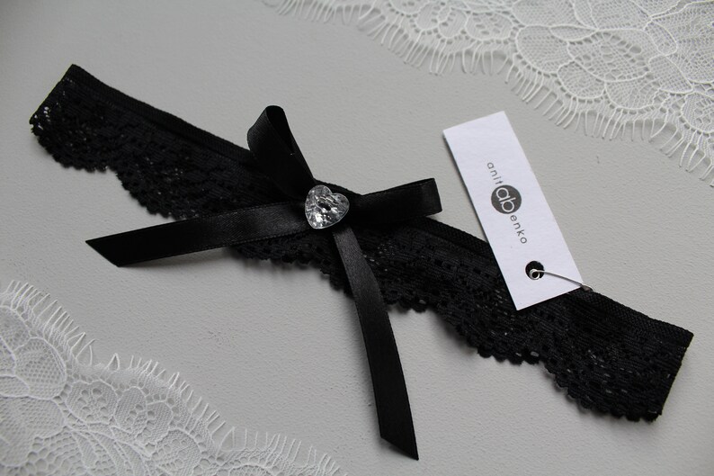 Black garter, Black lace womens garter, Bridal garter, wedding garter, sexy garter, gift for her, Black soft lace garter, GARTER image 6