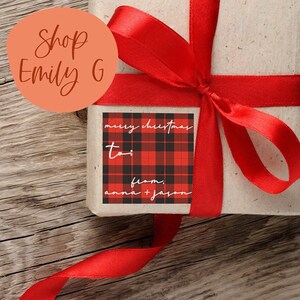 Plaid | Christmas Gift Tag Sticker Labels | To From Gift Labels | Custom Gift Labels | Personalized Gift Label Sheet for Christmas