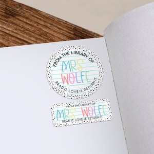 Notebook Polka Dots | Book Library Name Stickers | From the Library of | This Book Belongs To | Teacher Book Library Sticker | Book Labels |