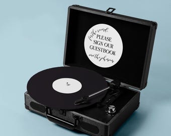 For the Record Please Sign our Guestbook | Wedding Record Guestbook | Record Guestbook Sticker Sign | Can We Have Your Autograph | Wedding