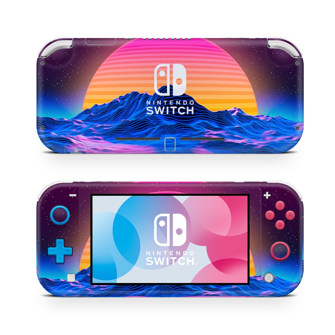 80s Outrun Vapor Sunset Design Nintendo Switch Lite Skin Full