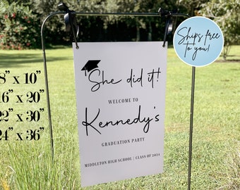 She did it! | Class of 2024 Graduation Party Welcome Sign | Grad Party Decor | Senior Party Welcome Signage | Graduate Celebration Party