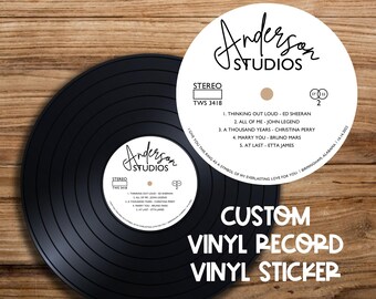 Authentic Personalized Custom Vinyl Sticker Decal for Record Wedding Guestbook Musical Decor
