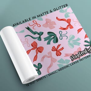 Christmas Pink Coquette Bows Craft Vinyl for Silhouette, Cricut, DIY Vinyl | Craft Supplies, Vinyl Sheets, Adhesive Indoor Outdoor Vinyl