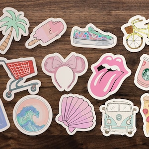 Favorite Things Sticker Pack // Cute Teen Fun Coastal Beach VSCO Stickers Girls // Waterbottle, Laptop, Cooler, Car Vinyl Decal 3&quot; Each