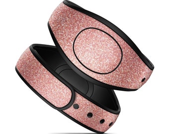 Magic Band Decal // Rose Gold Design // MagicBand 2 Vinyl Skin Wrap // Available in Glitter // Adult & Child MagicBand Decal