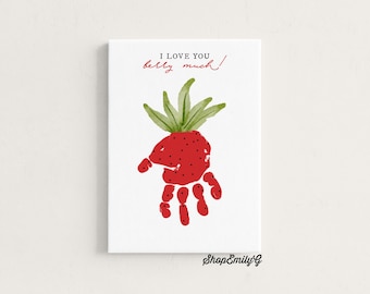 Strawberry Love Toddler & Kids Handprint Artwork Craft Set Paint, Canvas, Paintbrush Kit