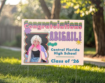 Y2K 2000's Personalized Senior Graduation Yard Sign | Class of 2026 Party Decor