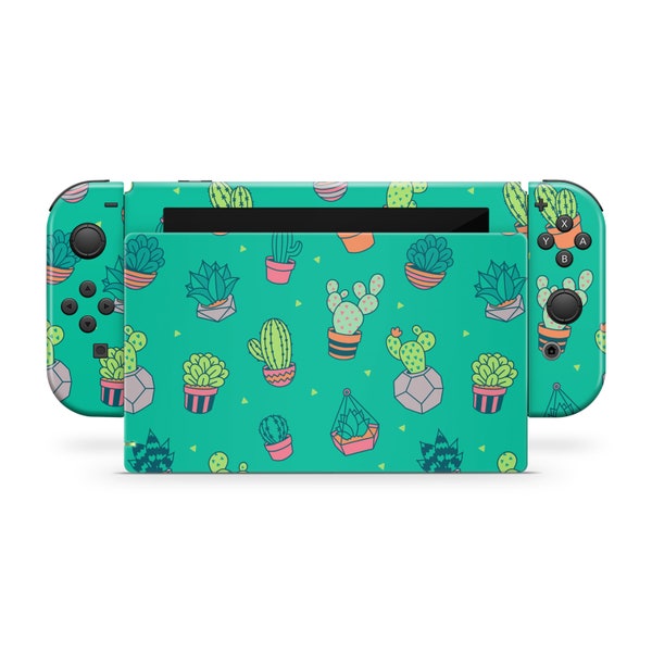 Nintendo Switch Skin // Cactus Decal  for Joy-Con Gaming Controller Console & Dock // OLED + Standard