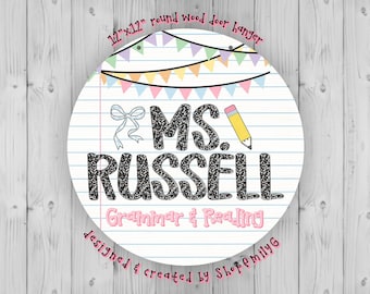Composition Letters Wooden Teacher Hanging Sign for School Classroom Door