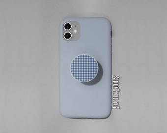 Blue Gingham Plaid Kindle & Phone Grip Decal Sticker | Booktok Accessory