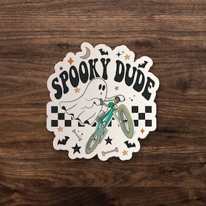 Spooky Dude Ghost | Cute Ghost Halloween Fall Sticker // Trendy Halloween Fall Die-Cut Car, Water Bottle, Laptop Vinyl Sticker