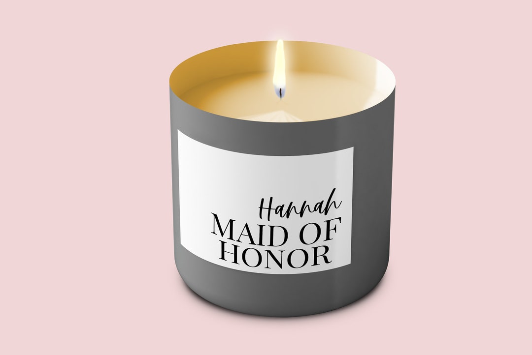 Bridesmaid Custom Name Large Candle Label Bridal Party Candle Gift